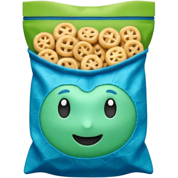 small blue/green snack bag emoji