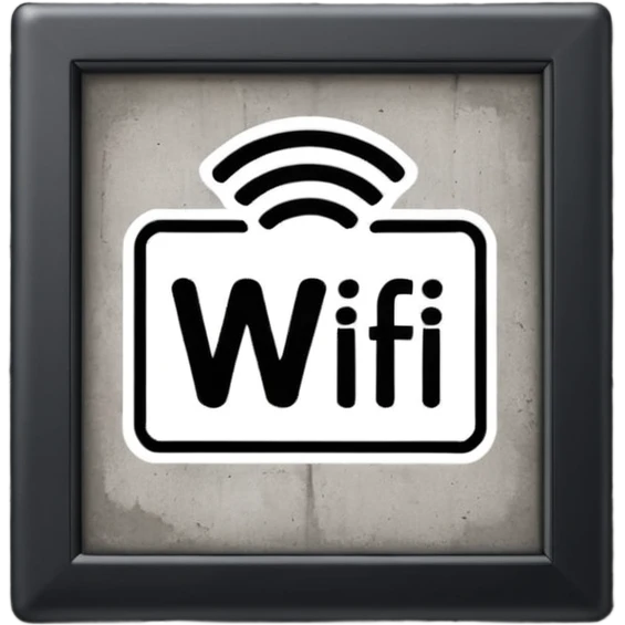 A Block saying "wifi" lying on a street in a quiet village emoji