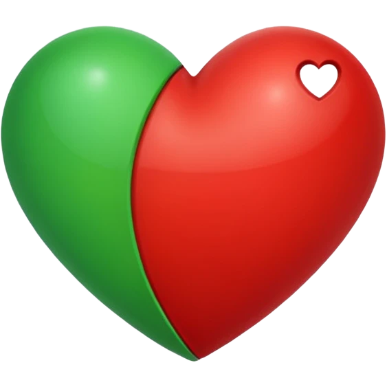 Half red half Green Heart  emoji