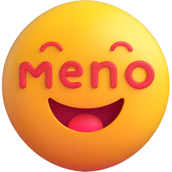 colorful 3D circular emoji with the word 'menő' in the center in a modern font emoji