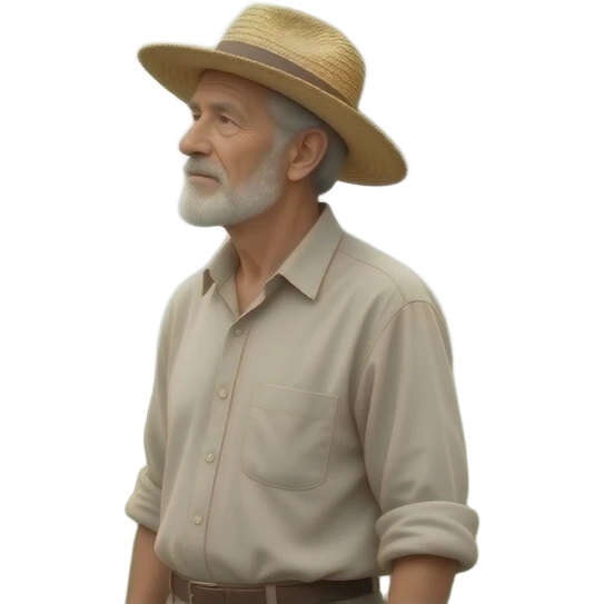 72 years man who owns a fig orchard fog trees emoji