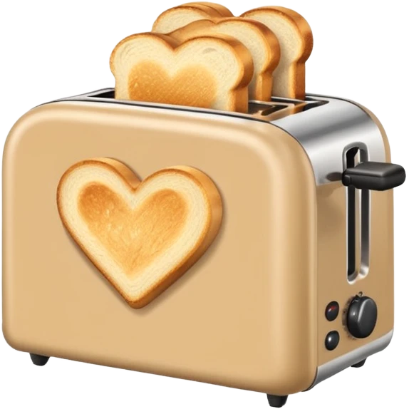 Beige heart toaster with toast  emoji