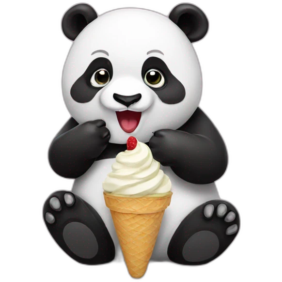 Panda eating ice cream emoji