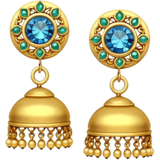 A small beautiful jhumka pair in golden color with very few stones emoji