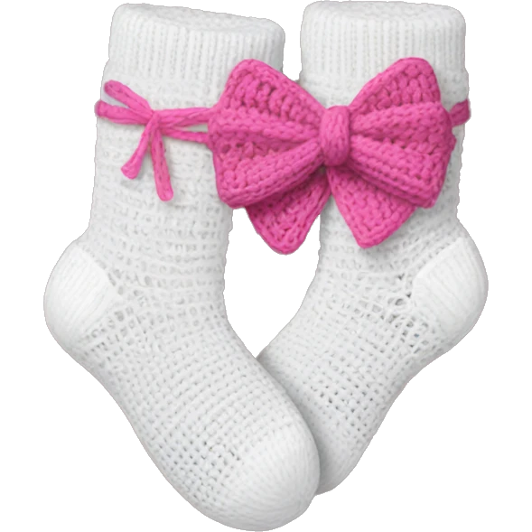 White crochet sock with pink bow emoji