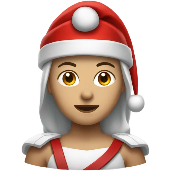 white spartan female wearing red santa hat emoji