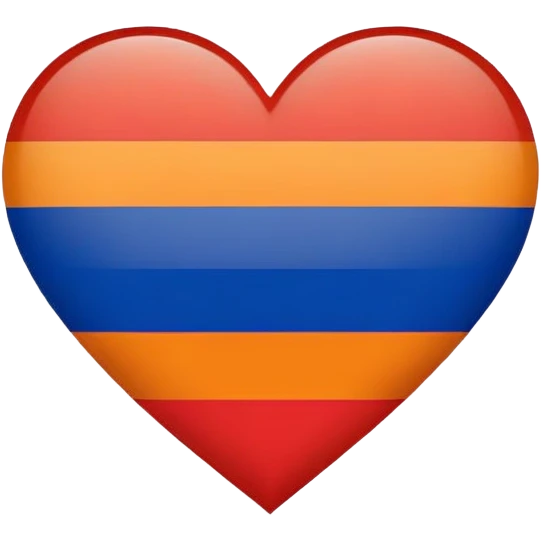 Armenia flag emoji, heart-shaped, red, blue, and orange stripes emoji