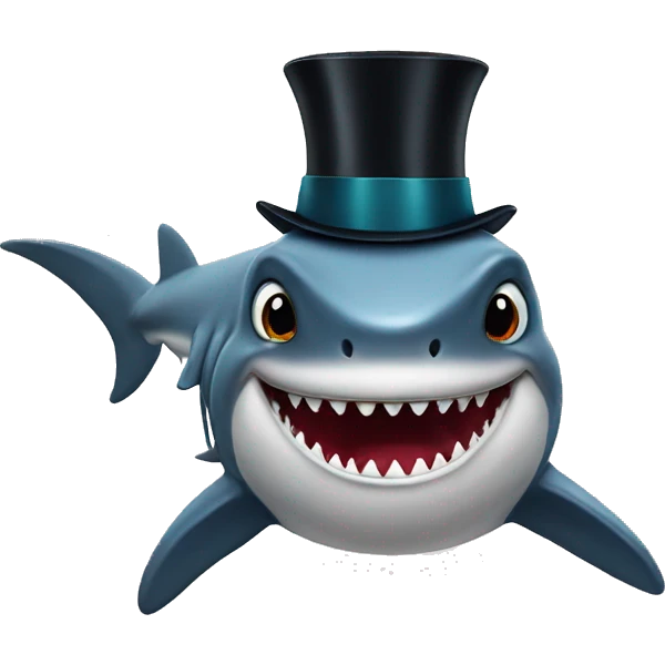 Shark with a top hat emoji