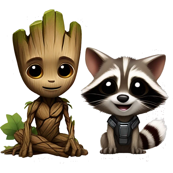 baby groot and rocket racoon emoji