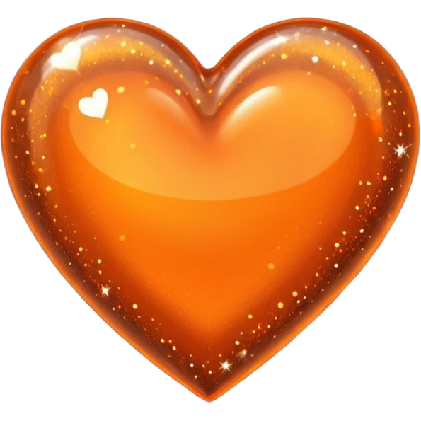 Aesthetic orange heart and inside it a smaller dark orange heart, sparkles all around emoji