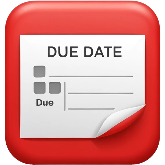 Letters “due date” on a red square  emoji
