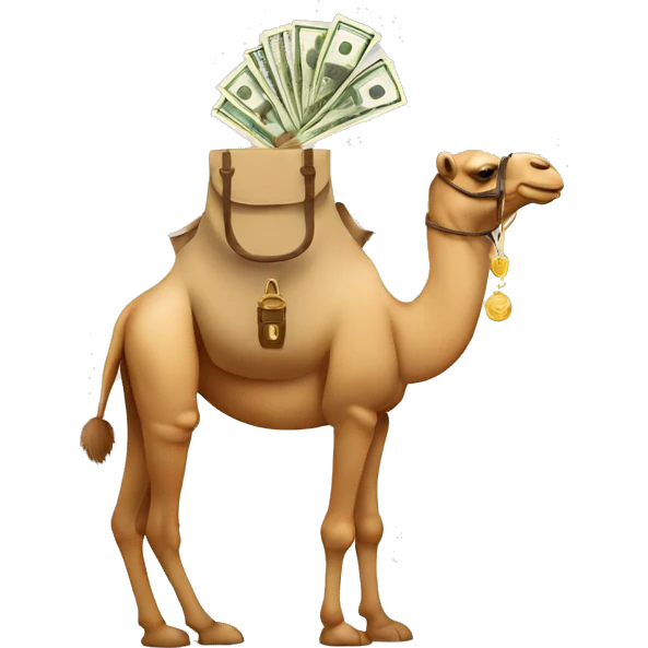 Camel holding a money bag emoji