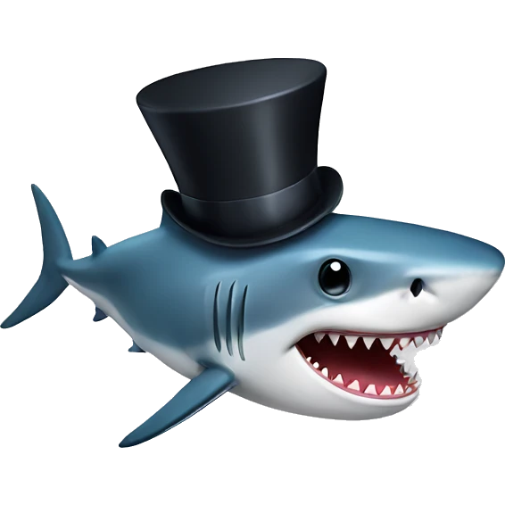 Shark with a top hat emoji