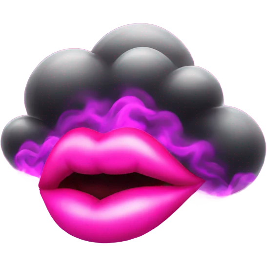 Neon pink lips smoke and release smoke emoji