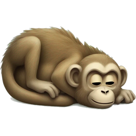 Monkey sleeping on dino emoji