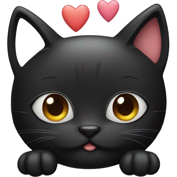 Cute Black cat with hearts emoji