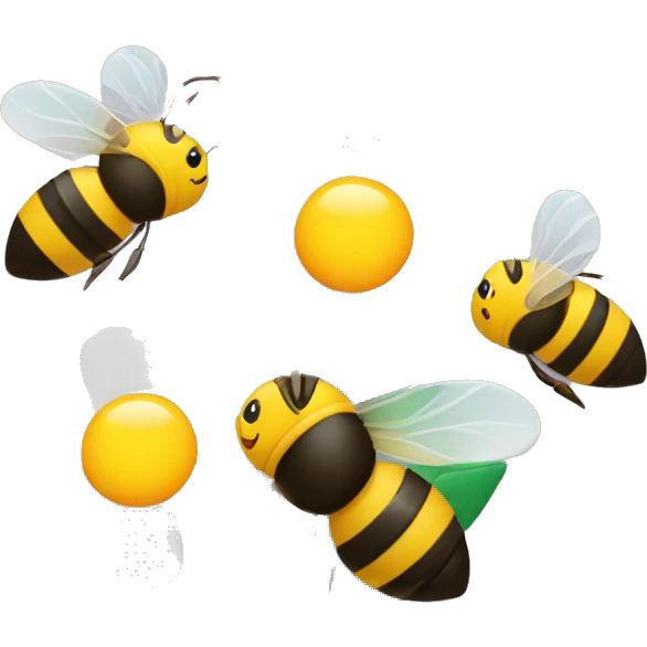 bouquet of flowers with 3 bees flying around it emoji