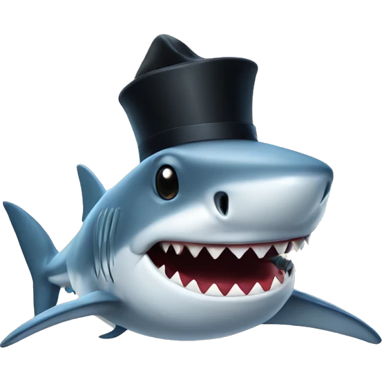 Shark with a top hat emoji