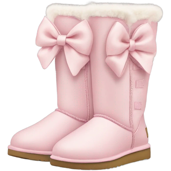 light pink UGG winter boots with a bow emoji