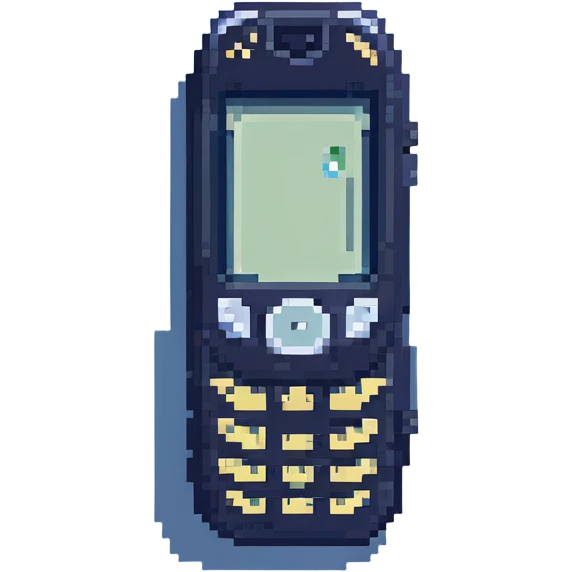 Nokia 3310 phone, pixel art style, blue color emoji