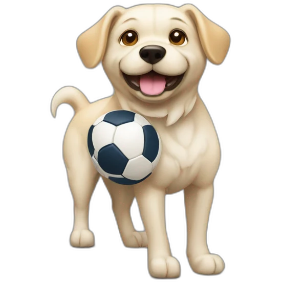 Chien qui coure avec un ballon de rugby emoji