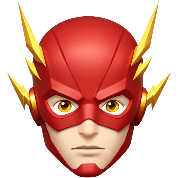 face of The Flash superhero with red mask and yellow lightning bolts emoji