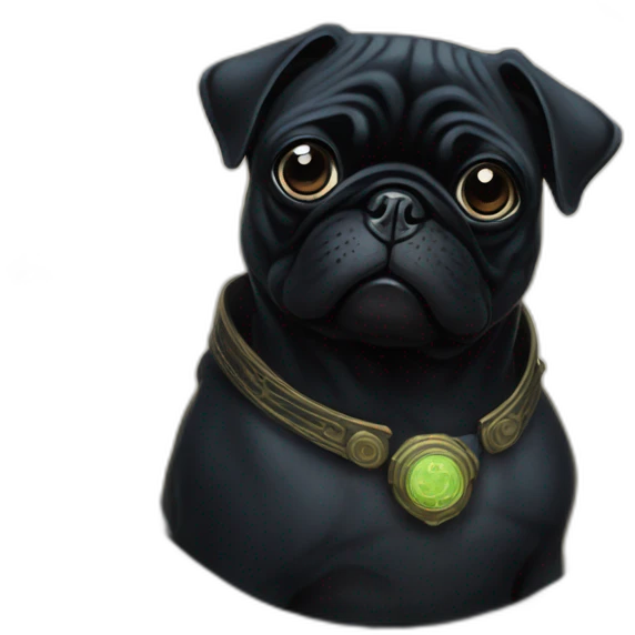 A cyberpunk black pug in Art Nouveau style during 1910 emoji