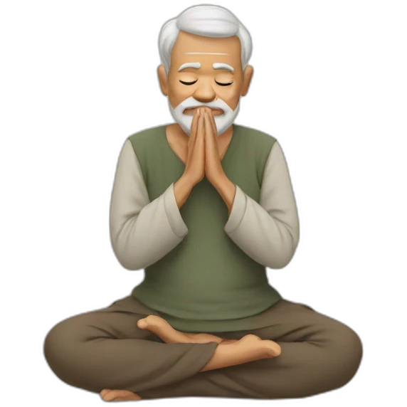 old man with paghadi doing namaste emoji