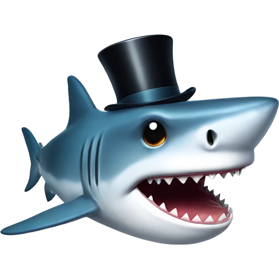 Shark with a top hat emoji