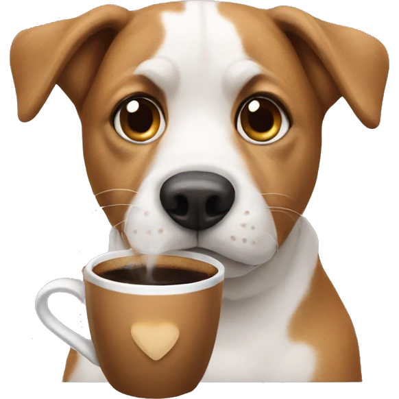 Dog with coffee emoji