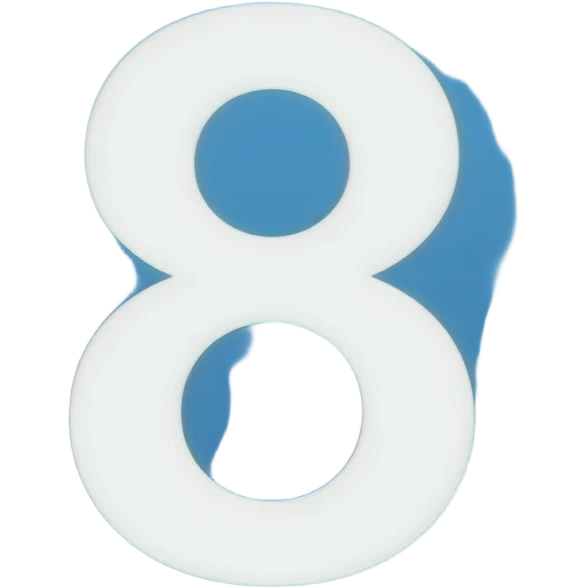 emoji 8 EN CUADRO AZIUL, NUMERO BLANCO emoji