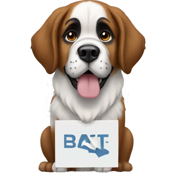 Saint bernard dog holding a sign emoji