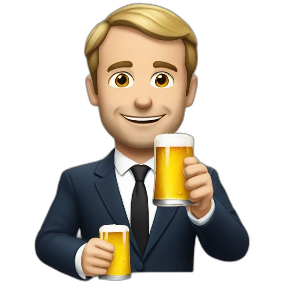 Macron avec une bière emoji