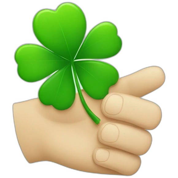 happy man with four-leaf clover in his hand emoji