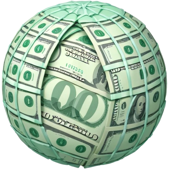 Snow ball with dollar bills  emoji