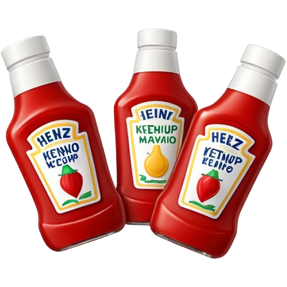 One Heinz Ketchup Sachets 10ml and One Heinz Mayonnaise Sachets 10ml nella stessa emoji (senza faccina) emoji