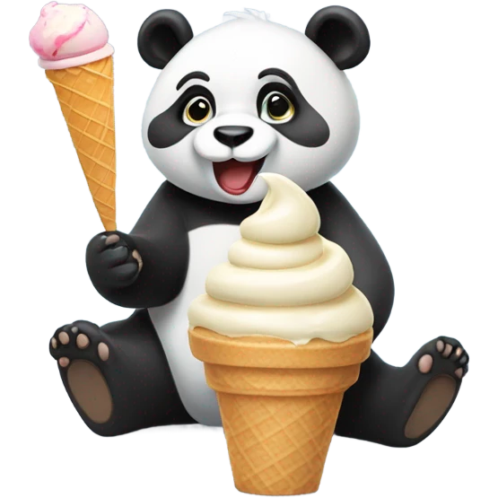Panda eating ice cream emoji