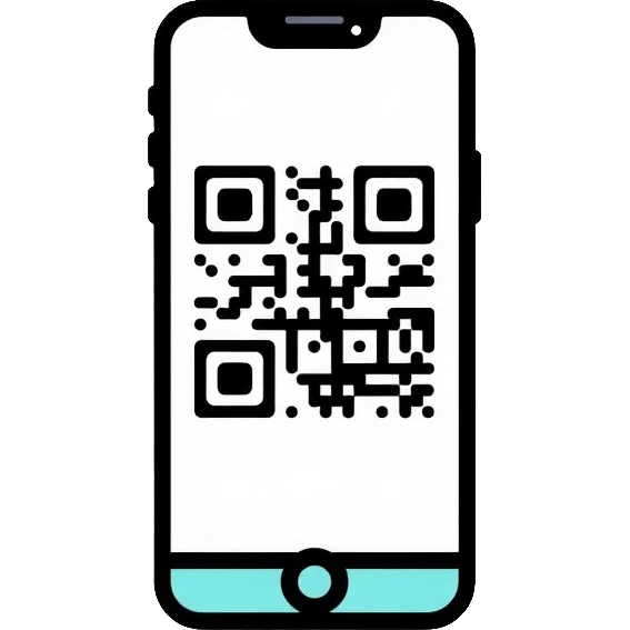 smartphone displaying QR code on screen emoji