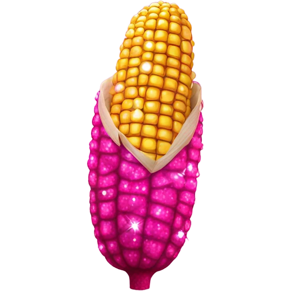 Hot pink corn on the Cobb with glitter  emoji