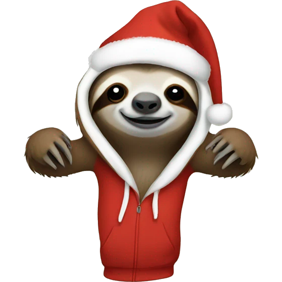 sloth wearing Christmas hoodie emoji