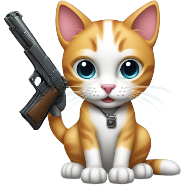 Cat with a gun emoji