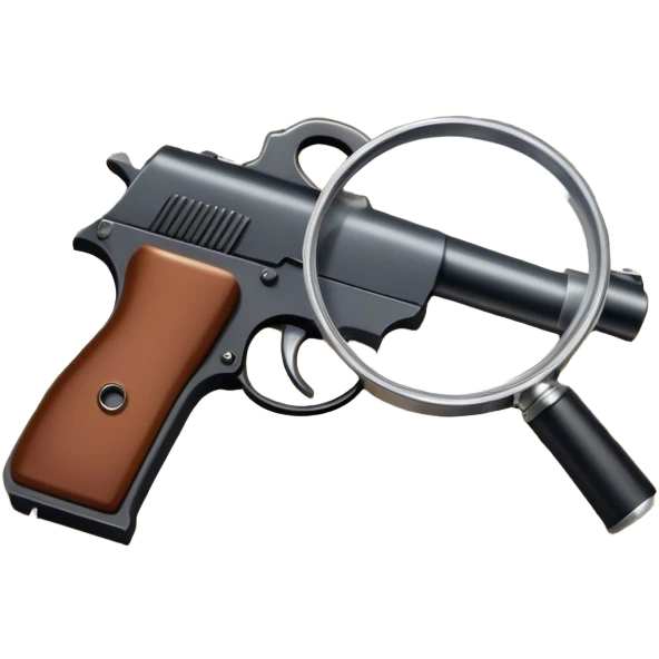Icon for Action & Crime Reading: an open book with action-packed scenes on the pages, including detectives, chase scenes, and suspenseful moments. Add a gun, handcuffs, and a magnifying glass, while keeping the book as the main focus. Transparent background. emoji