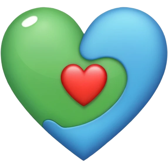 a half blue, have green, heart emoji