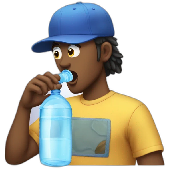 giga chad drinking water while mewing emoji