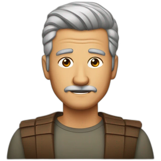 hombre de 57 años castaño peinado con raya a un lado, de cara no muy ancha y complexión fuerte emoji