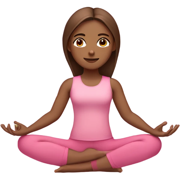 girl with brown long stright hairs with brown eyes doing yoga in pink clothes  emoji