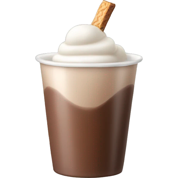 cup of chocolate milk with marsh mellow emoji