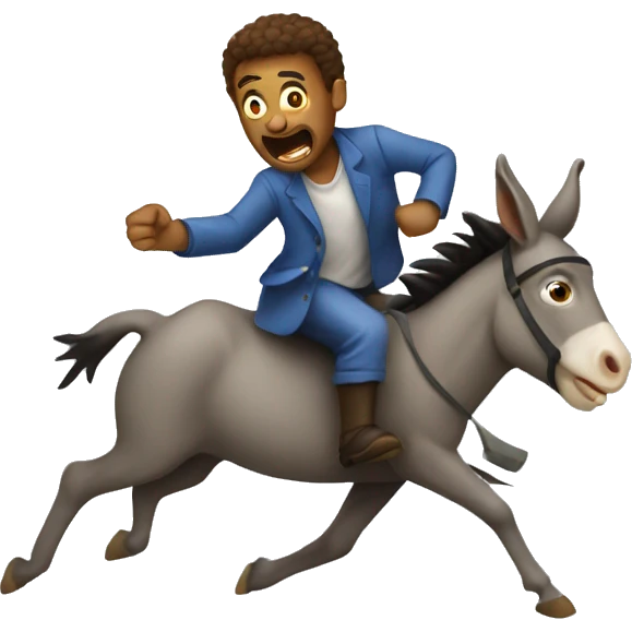 Man being chased by a donkey emoji