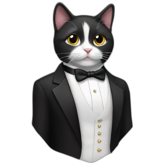 A cat with a tuxedo emoji