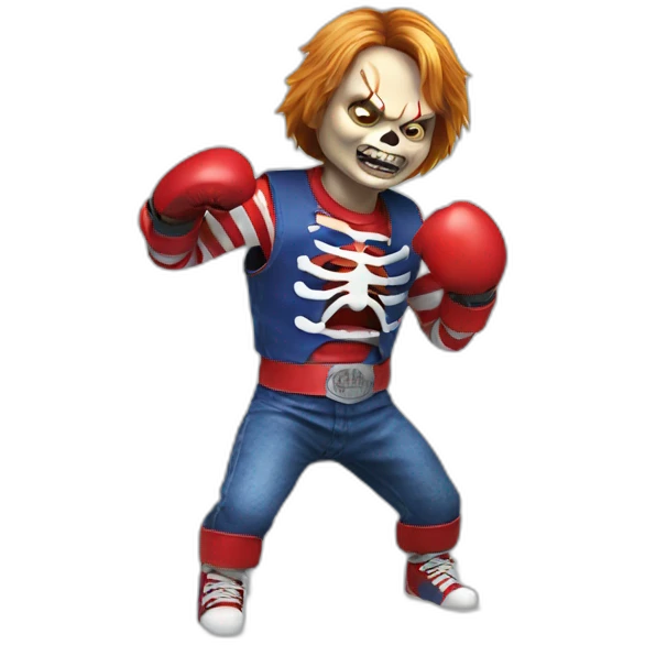 Chucky boxing skeleton emoji